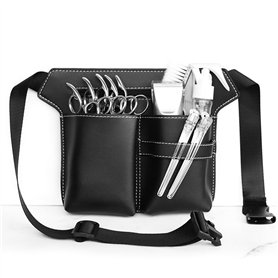 PEALOVCOM Sac à Ciseaux Coiffure en Cuir Pochette Ceinture pour Ciseaux Coiffure Sac de Rangement Coiffeur Etui Ciseaux Coiffure