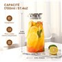 Pichet en verre avec couvercle Carafe Pichet à eau glacée - 1,7 litre 57 onces Bocal à thé en verre borosilicaté Vin Jus Café La