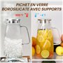 Pichet en verre avec couvercle Carafe Pichet à eau glacée - 1,7 litre 57 onces Bocal à thé en verre borosilicaté Vin Jus Café La