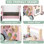 Trotteur Bébé en Bois, Chariot de Marche Bebe en Bois, Jouet en Bois Centre d'activité pour Enfant, Baby Walker, Cadeau pour Gar