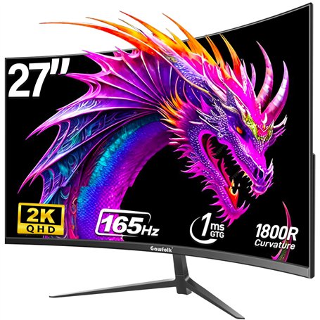 Gawfolk 27'' Ecran PC Gaming Incurvé 1800R