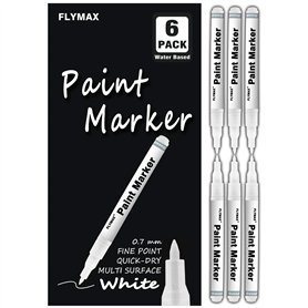 FLYMAX Lot de 6 marqueurs blancs de 0
