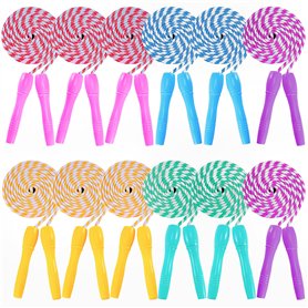 EXTRAPINS Lot de 12 cordes à sauter réglables pour enfants - Corde à sauter en nylon avec poignées en plastique - Multicolore -