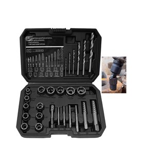 XSTARYE 26 Pièces Kit Extracteur de Vis Cassée Douille Extracteur de Boulon Avec Adaptateur Hexagonal Extracteurs de Tarauds pou
