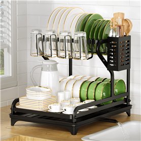 Cocolemon Egoutoire Vaisselle Cuisine Noir 2 Niveaux