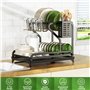 Cocolemon Egoutoire Vaisselle Cuisine Noir 2 Niveaux, Égouttoir Vaisselle INOX avec Porte-ustensiles et Bec D'Égouttage Pivotant