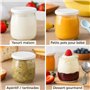 SPECIAL-DAY 12 pots yaourts en verre avec 24 couvercles hermétiques sans BPA -petit pot bebe - yaourtiere robot (thermomix cooke