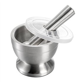 Bekith Mortier et Pilon en Acier Inoxydable brossé 18/8 Broyeur à épices Broyeur à pilules Molcajete Bol à Herbes