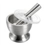 Bekith Mortier et Pilon en Acier Inoxydable brossé 18/8 Broyeur à épices Broyeur à pilules Molcajete Bol à Herbes