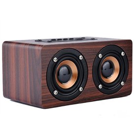 Veemoo Enceintes en Bois sans Fil Bluetooth Haut-Parleur Portable Stéréo Haut-parleurs 10W 8 Heures de Récréation avec Mic AUX p