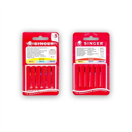 Singer Lot de 2 paquets d’aiguilles pour machine à coudre universelle et spéciale tricot et élastique 2020/2045 (822R - 848R) As