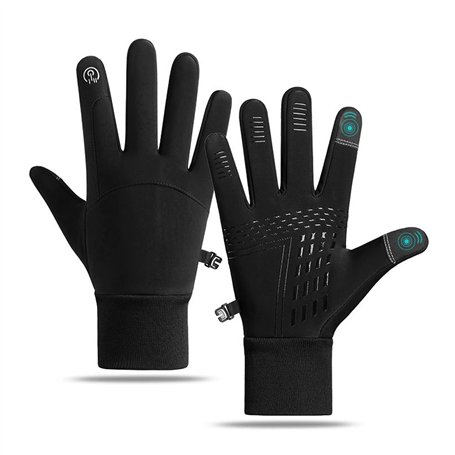 ADERTOS Gants Doublure Chauffants Gants d'hiver à Écran Tactile Gants de Cyclisme Imperméable Antidérapants Gants de Course à Pi