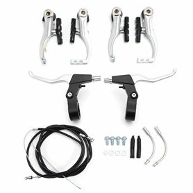 Bohaner Kit de freins de vélo - Argenté - Kit complet de freins en V avant et arrière - Pour la plupart des vélos