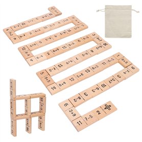 LOPOTIN 37pcs Dominos en Bois pour Enfant Jeux de Société Domino Addition pour Garçon Fille Kit Jouets Mathématiques pour Appren