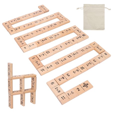 LOPOTIN 37pcs Dominos en Bois pour Enfant Jeux de Société Domino Addition pour Garçon Fille Kit Jouets Mathématiques pour Appren
