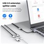 MOGOOD Câble de Splitter USB USB y Splitter USB 2.0 Charge du Cordon d'alimentation d'extension/Transfert de données Double Port