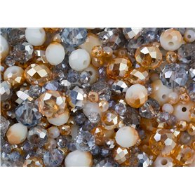 Mélange de perles en verre à facettes or et argent de 3 mm