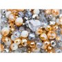 Mélange de perles en verre à facettes or et argent de 3 mm, 6 mm et 8 mm pour la confection de bijoux(340 pièces)