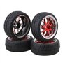 BQLZR Lot de 4 jantes et pneus en forme de Y pour voiture de course RC 1:10 Rouge