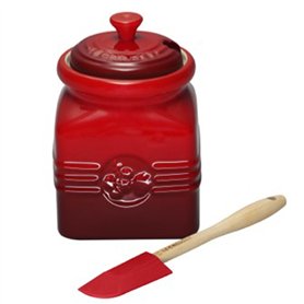 Le Creuset Pot à Confiture avec Spatule Silicone cerise