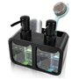 SPORWAY Distributeur de savon liquide vaisselle : 350 ml Distributeur de savon de cuisine avec porte-éponge et porte-brosse