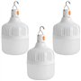 Lot de 3 lampes de camping LED rechargeables par USB - Lampe de tente super lumineuse - 3 modes d'éclairage - 30 W - Lampe de ca