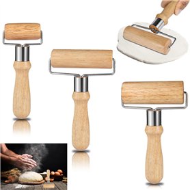 Nizirioo Lot de 3 rouleaux à pâtisserie en bois : grande