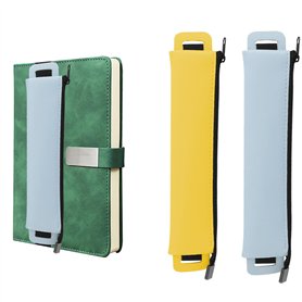 2 Pièces Étui à Stylo en Cuir PU Fait à La Main avec Bande Élastique