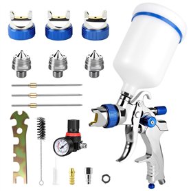 LustLocke HVLP Professionnel Pistolet à Peinture Alimentation par Gravité 3 Buses (1