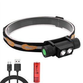 Lampe Frontale Rechargeable 1200 Lumens 2x XML-L2 LED Torches Frontales Légère et étanche Amovible Lampe Frontale avec Batterie