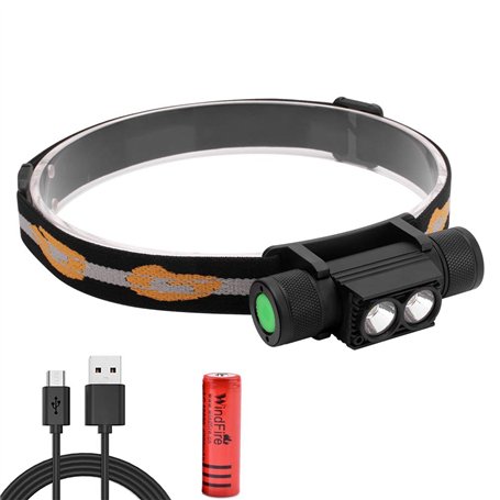 Lampe Frontale Rechargeable 1200 Lumens 2x XML-L2 LED Torches Frontales Légère et étanche Amovible Lampe Frontale avec Batterie