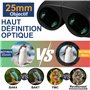 15X25 Jumelles pour Adultes Puissante avec BAK4 Prism FMC Lentille Jumelle Adultes Compactes Étanches Antibuée Grandes Oculaires