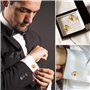 HDGSAFD 3 Paires De Boutons De Manchette Creux Sphériques Dorés, Boutons De Manchette pour Hommes, Boutons De Manchette De Chemi