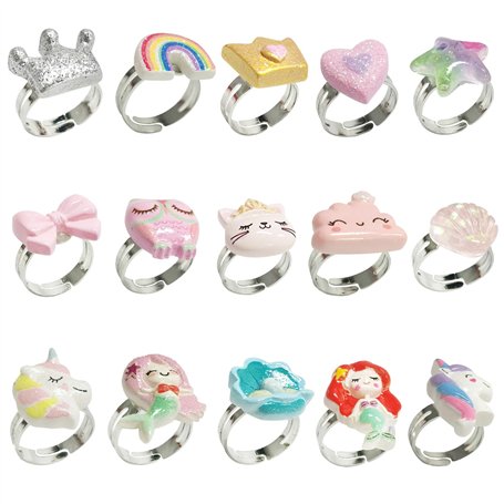 CHROMACRAFT Bagues pour Enfants 15 Pièces