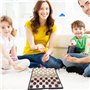 Jeu d'Échecs et de Backgammon 48 Pièces - Jeu Éducatif pour Dames - Pièces Rondes en Bois - Figurines Internationales - Accessoi