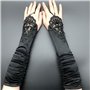 NyxSeat 1 pièce - Gants longs en satin - Motif floral - Style gothique - Rétro - Convient pour les spectacles sur scène, jeux de