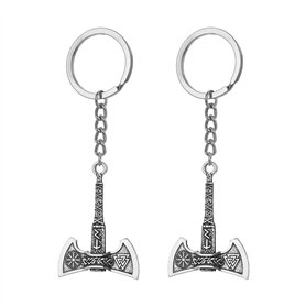 Lot de 2 porte-clés hache viking pour homme - Porte-clés vintage en forme de hache - Porte-clés créatif - Cadeaux pour les joueu