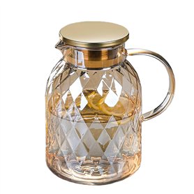 Pichet en Verre de 1.8 Litre avec Couvercle Carafe Verre avec Couvercle Carafe en Verre pour Eau thé glacé/vin/café/Lait/jus Car