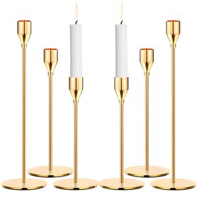ZHYLUO Bougeoir Doré Coniques 6 Pièces Chandelier de Mariage 33/28/22cm Chandeliers Coniques pour la Maison pour Les Fêtes
