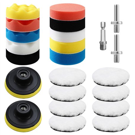 23 Pièces Polissage Voiture Kit，80mm Polissage Pad Éponge