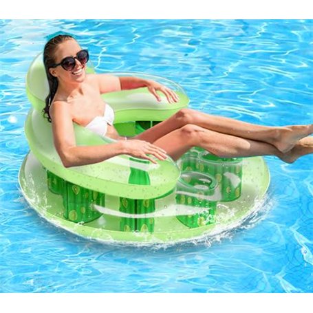 COOLJOYA Bouée Piscine Chaise Adulte | Matelas Gonflable avec Porte-Gobelet | Fauteuil Hamac pour La Fête Flottante de Natation