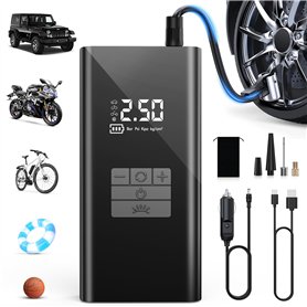 DIHOOM Compresseur à Air Portatif 45L/Min avec Batterie 6000mAh - Gonfleur Pneus Voiture Rapide