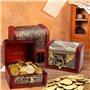 Coffre au Trésor en Bois, 4Pcs Coffre à Bijoux en Bois, Mini Coffre au Trésor, Petite Boîte en Bois Rétro, Mini Coffre Pirate, M