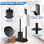 AIQII Porte-papier toilette en acier inoxydable avec brosse de toilette, noir poli, design moderne, 1 rouleau