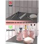 Lot de 4 accessoires de salle de bain en céramique avec porte-brosse à dents, distributeur de savon, porte-savon, gobelet à bros