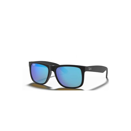 Ray-Ban Justin 4165 622/55 Lunettes de soleil pour homme Moderne Décontracté Rectangulaire Plein Frame Plastique Noir Mat Miroir