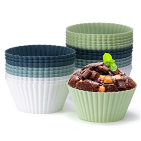 Ensemble de 24 moules à muffins en silicone - Moules en silicone sans BPA pour muffins et cupcakes - Moules à cupcakes réutilisa