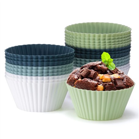 Ensemble de 24 moules à muffins en silicone - Moules en silicone sans BPA pour muffins et cupcakes - Moules à cupcakes réutilisa