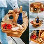 Plateau de Service à Fromage et Charcuterie en Bois Luxe - Surélevé et Portable - Avec Espace Intégré pour Fruits, Vin et Noix