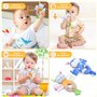 LinStyle Hochet Bebe 0 3 6 9 12 Mois, Jouet Eveil Bebe 0-12 Mois, Animal à Double Face Jouet de Peluche Hochets, Jouet Nouveau N